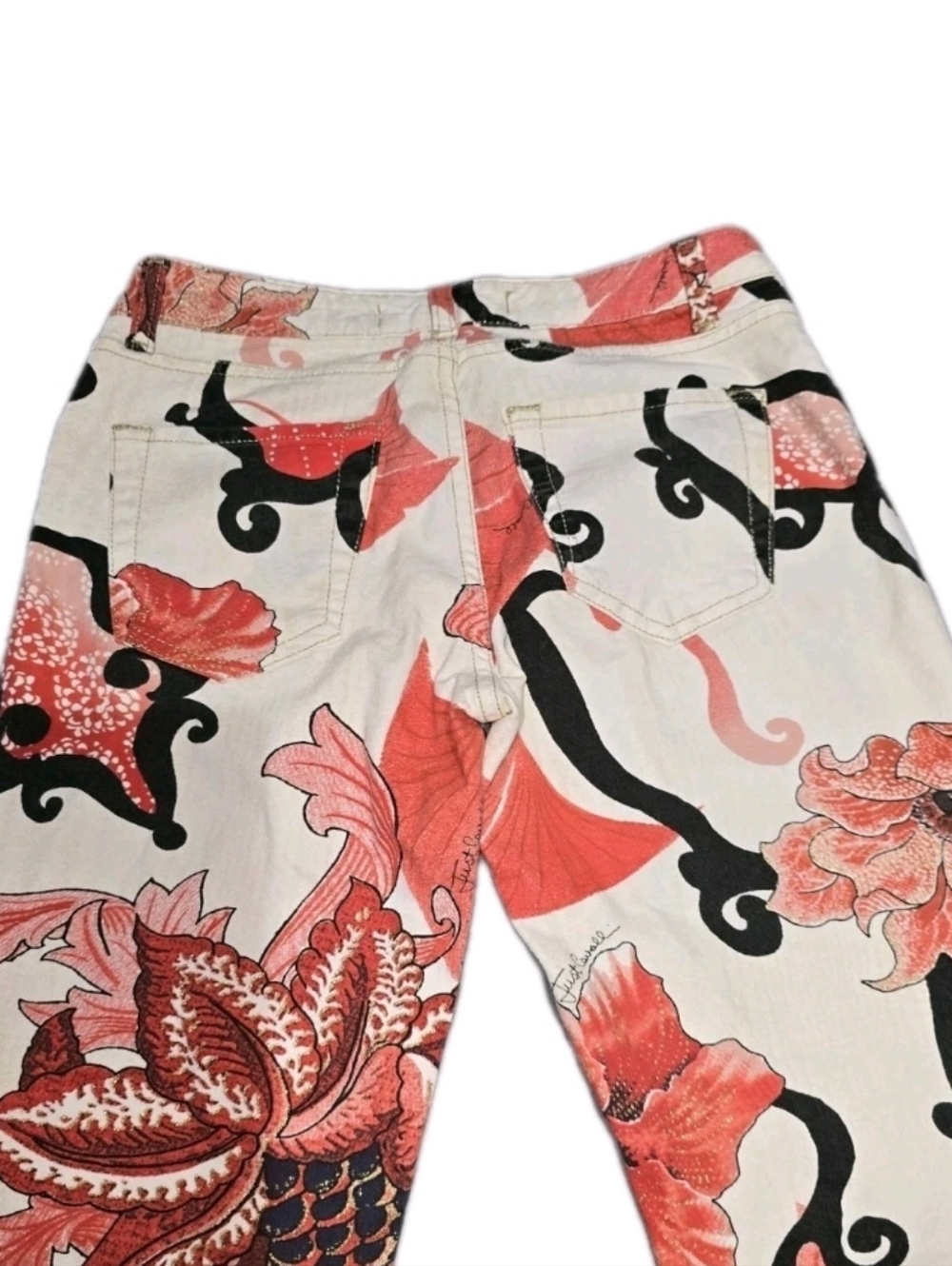 Just Cavalli Floral Print Flared Jeans Roberto Cavalli Pants Size 26 - Picture 7 of 12